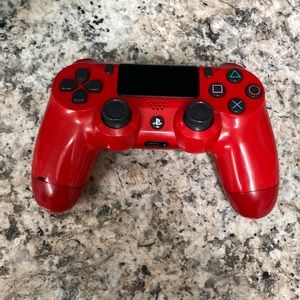 Red Play station four controller